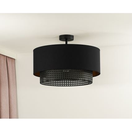 Duolla - Aufbauleuchte BOHO RATTAN 1xE27/15W/230V d 45 cm schwarz