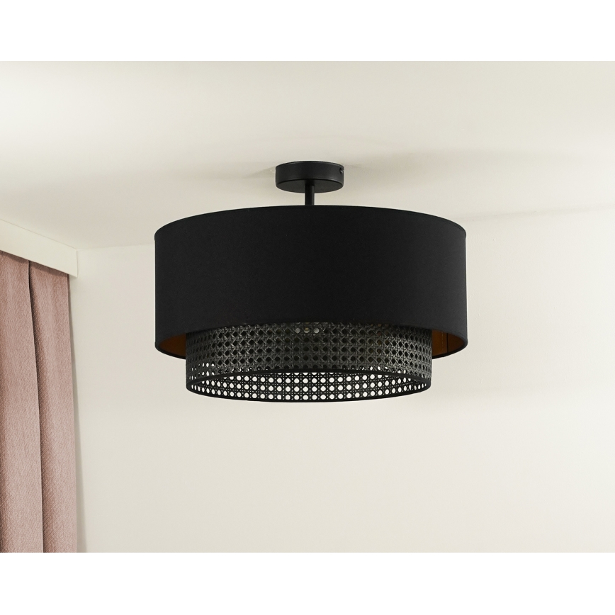 Duolla - Aufbauleuchte BOHO RATTAN 1xE27/15W/230V d 45 cm schwarz