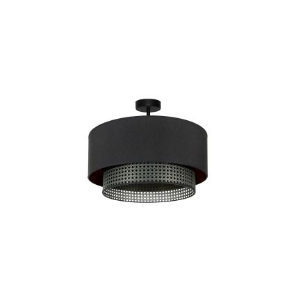 Duolla - Aufbauleuchte BOHO RATTAN 1xE27/15W/230V d 45 cm schwarz