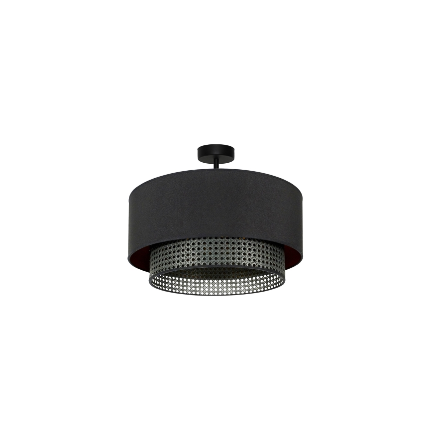 Duolla - Aufbauleuchte BOHO RATTAN 1xE27/15W/230V d 45 cm schwarz