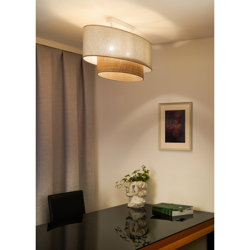 Duolla - Aufbauleuchte DOUBLE OVAL NATURE 2xE27/15W/230V cremefarben/beige