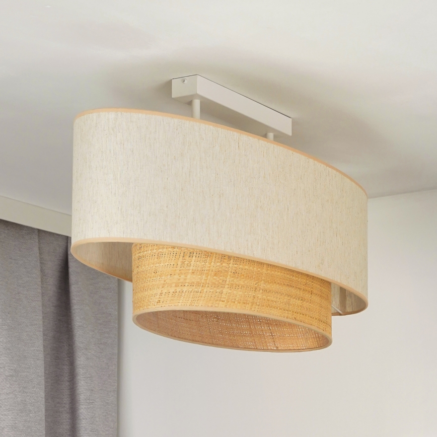 Duolla - Aufbauleuchte DOUBLE OVAL NATURE 2xE27/15W/230V cremefarben/beige