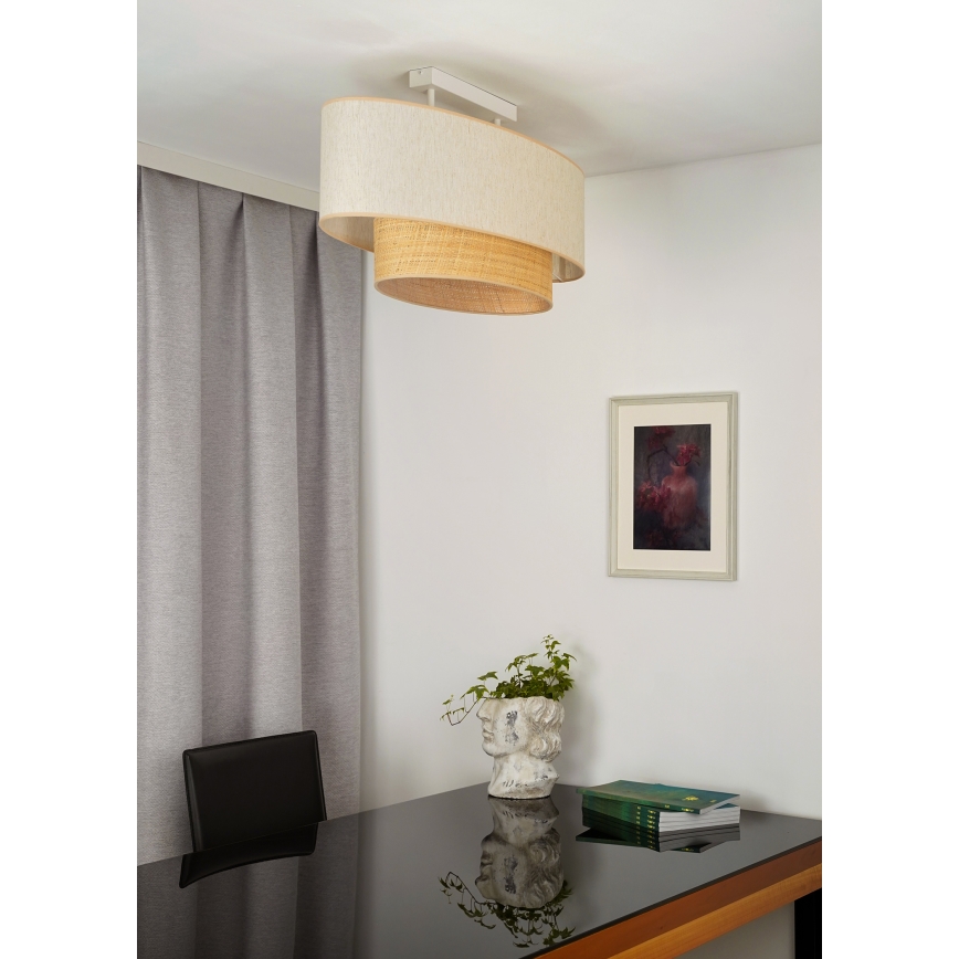 Duolla - Aufbauleuchte DOUBLE OVAL NATURE 2xE27/15W/230V cremefarben/beige