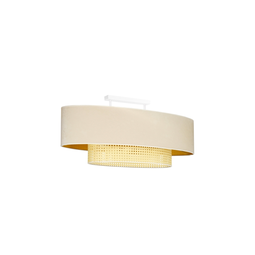 Duolla - Aufbauleuchte DOUBLE OVAL RATTAN 2xE27/15W/230V cremefarben/Rattan