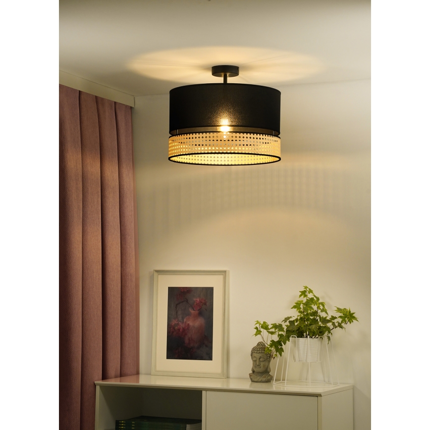 Duolla - Aufbauleuchte DOUBLE RATTAN 1xE27/15W/230V d 40 cm schwarz/beige