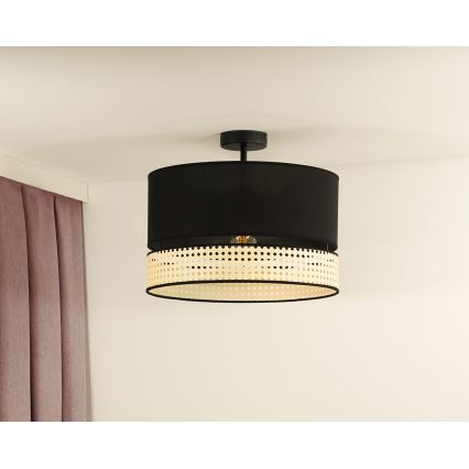 Duolla - Aufbauleuchte DOUBLE RATTAN 1xE27/15W/230V d 40 cm schwarz/beige