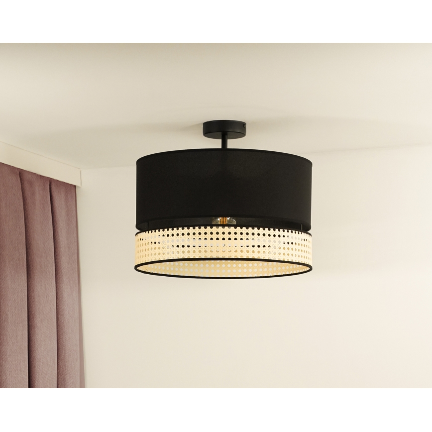 Duolla - Aufbauleuchte DOUBLE RATTAN 1xE27/15W/230V d 40 cm schwarz/beige