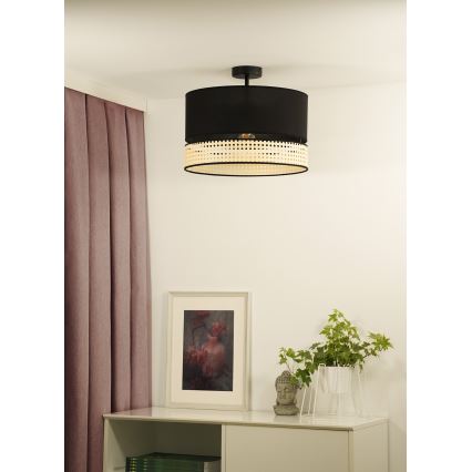 Duolla - Aufbauleuchte DOUBLE RATTAN 1xE27/15W/230V d 40 cm schwarz/beige