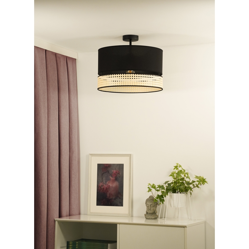 Duolla - Aufbauleuchte DOUBLE RATTAN 1xE27/15W/230V d 40 cm schwarz/beige