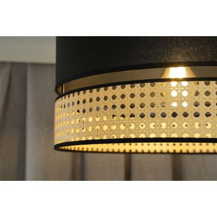 Duolla - Aufbauleuchte DOUBLE RATTAN 1xE27/15W/230V d 40 cm schwarz/beige