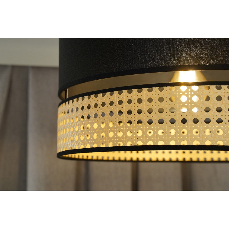 Duolla - Aufbauleuchte DOUBLE RATTAN 1xE27/15W/230V d 40 cm schwarz/beige