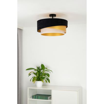 Duolla - Aufbauleuchte KOBO 1xE27/15W/230V d 45 cm schwarz/golden/cremefarben