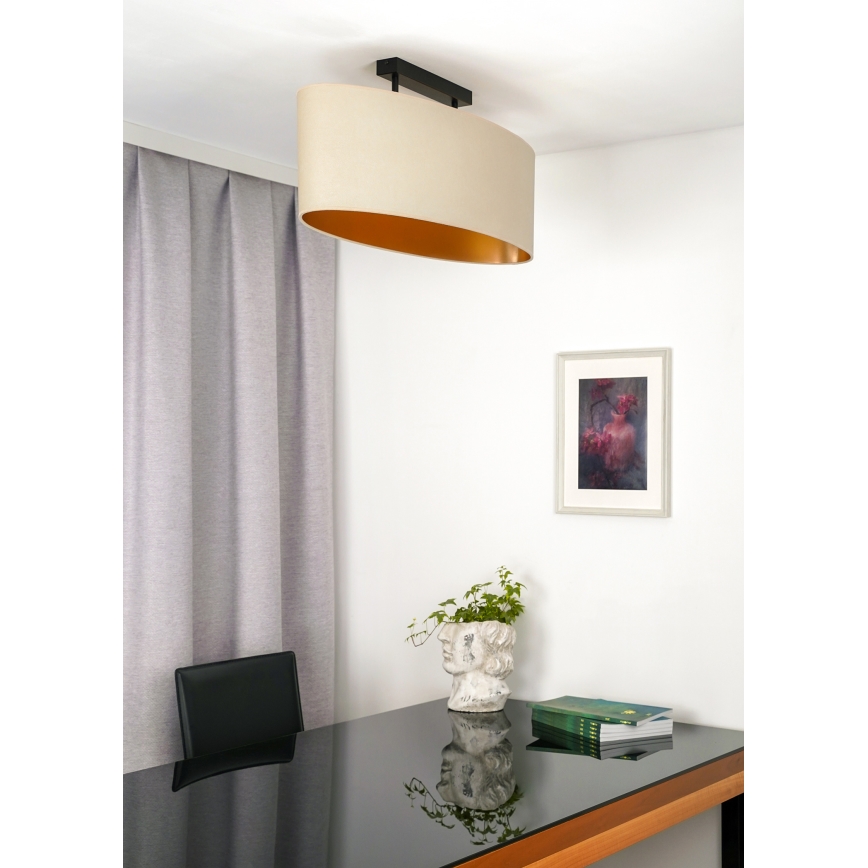 Duolla - Aufbauleuchte OVAL VEGAN 2xE27/15W/230V cremefarben