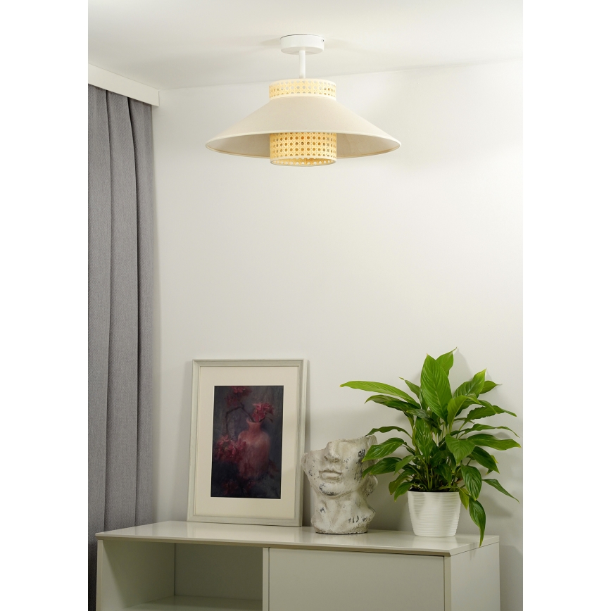 Duolla - Aufbauleuchte RIO RATTAN 1xE27/15W/230V d 45 cm beige/Rattan
