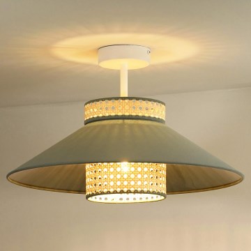 Duolla - Aufbauleuchte RIO RATTAN 1xE27/15W/230V d 45 cm grün/Rattan