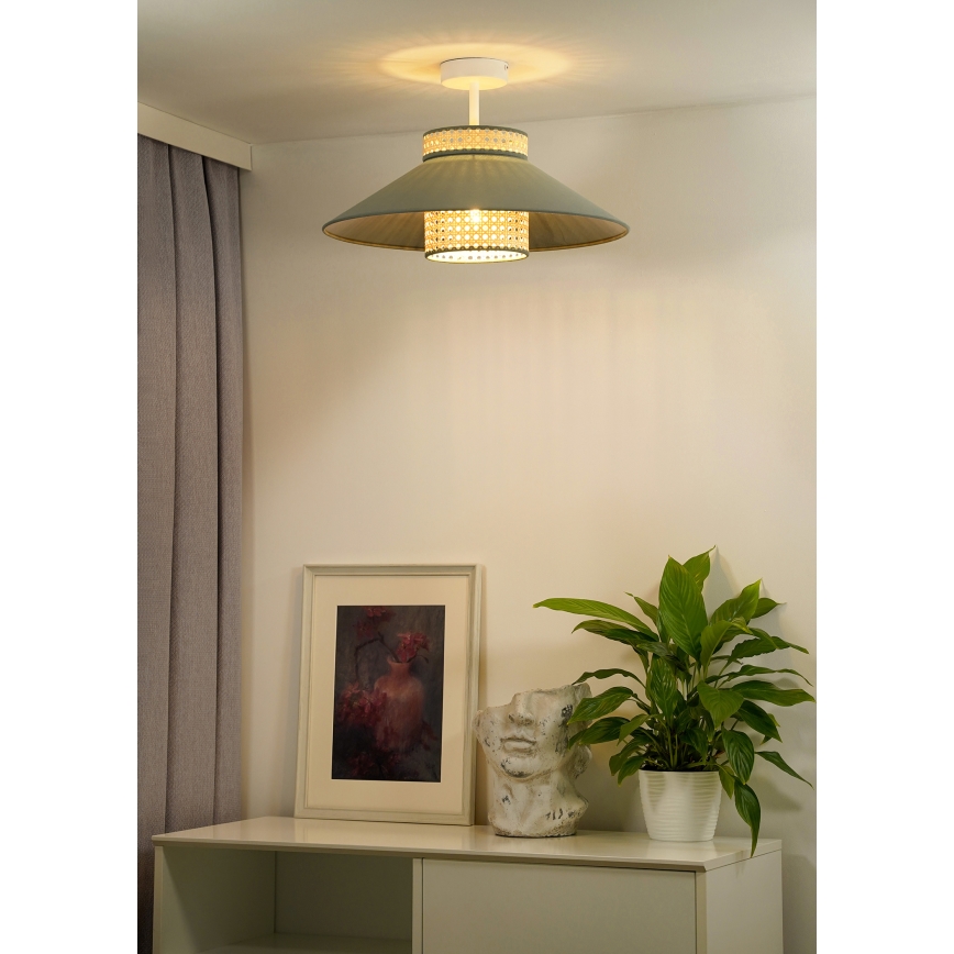 Duolla - Aufbauleuchte RIO RATTAN 1xE27/15W/230V d 45 cm grün/Rattan