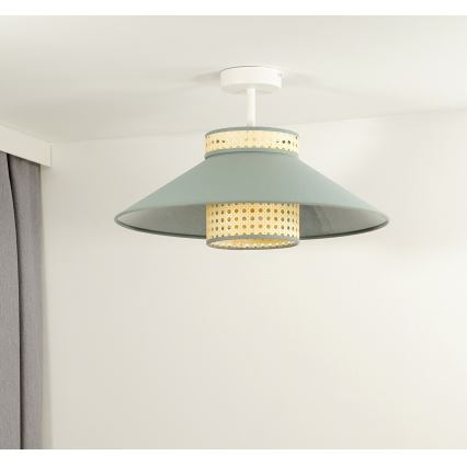 Duolla - Aufbauleuchte RIO RATTAN 1xE27/15W/230V d 45 cm grün/Rattan