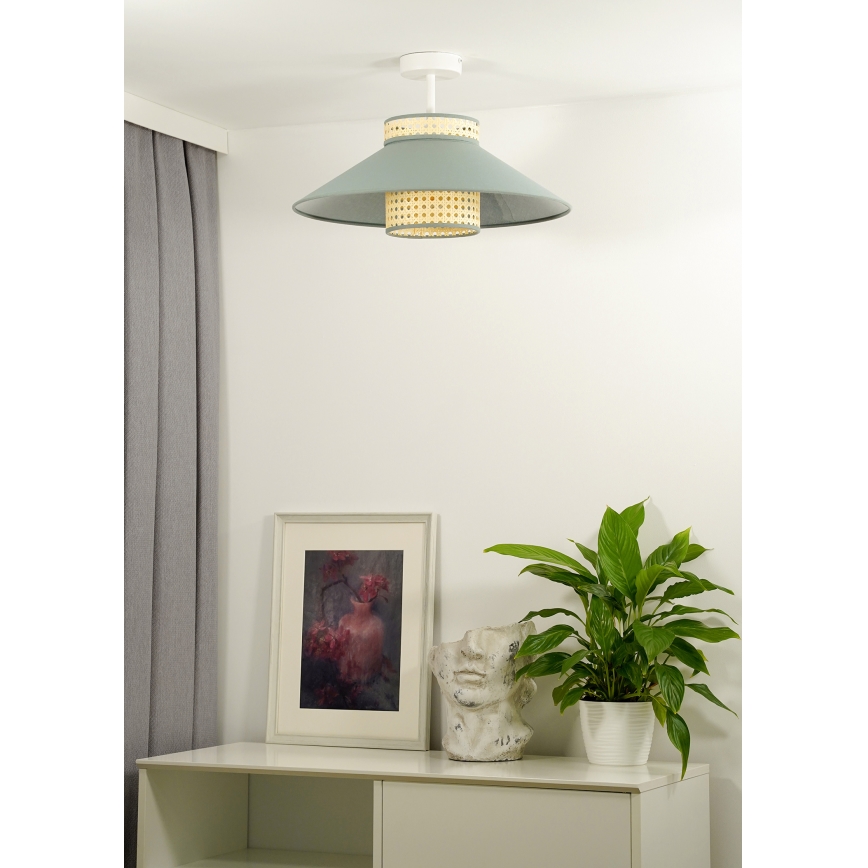 Duolla - Aufbauleuchte RIO RATTAN 1xE27/15W/230V d 45 cm grün/Rattan