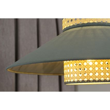 Duolla - Aufbauleuchte RIO RATTAN 1xE27/15W/230V d 45 cm grün/Rattan