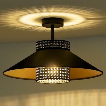 Duolla - Aufbauleuchte RIO RATTAN 1xE27/15W/230V d 45 cm schwarz/golden