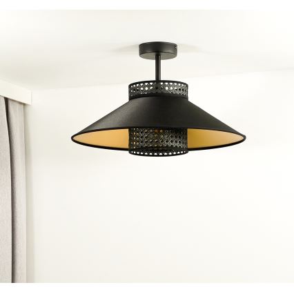 Duolla - Aufbauleuchte RIO RATTAN 1xE27/15W/230V d 45 cm schwarz/golden