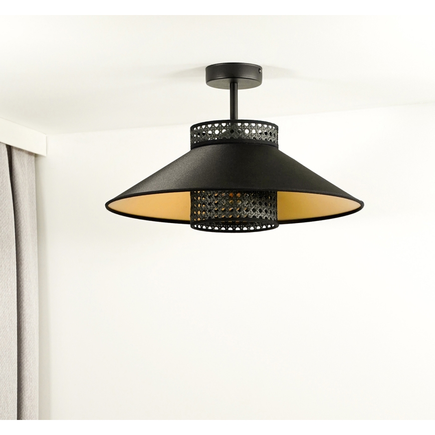 Duolla - Aufbauleuchte RIO RATTAN 1xE27/15W/230V d 45 cm schwarz/golden