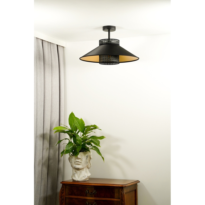 Duolla - Aufbauleuchte RIO RATTAN 1xE27/15W/230V d 45 cm schwarz/golden