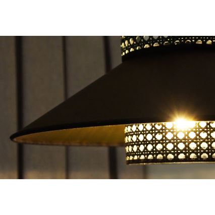 Duolla - Aufbauleuchte RIO RATTAN 1xE27/15W/230V d 45 cm schwarz/golden