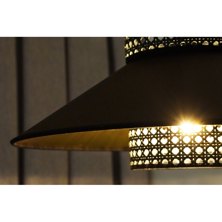 Duolla - Aufbauleuchte RIO RATTAN 1xE27/15W/230V d 45 cm schwarz/golden
