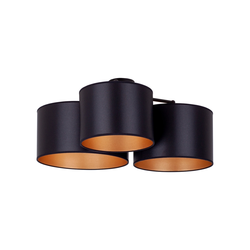 Duolla - Aufbauleuchte ROLLER TRIO SHINY 3xE27/15W/230V schwarz/golden