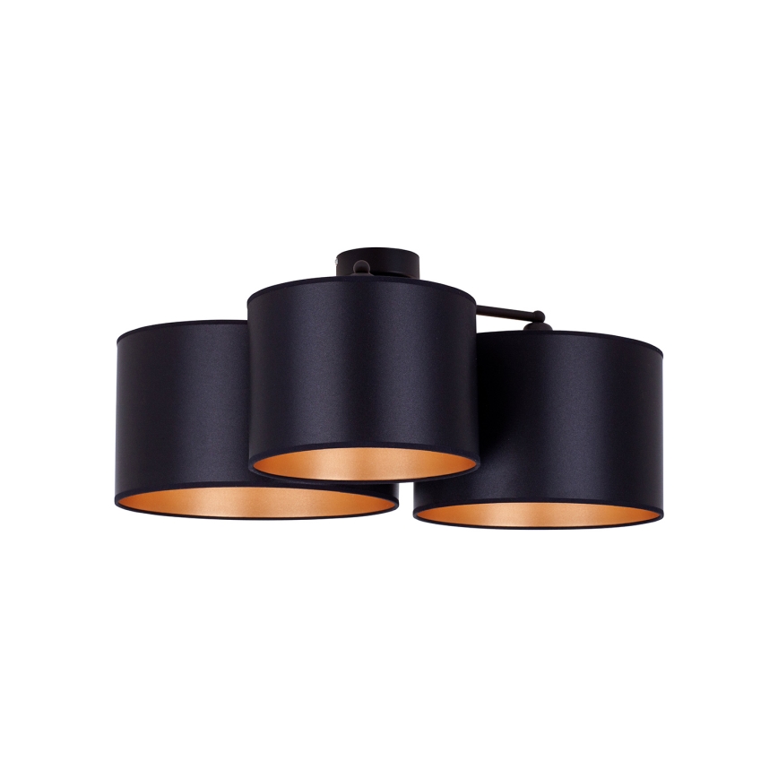 Duolla - Aufbauleuchte ROLLER TRIO SHINY 3xE27/15W/230V schwarz/golden