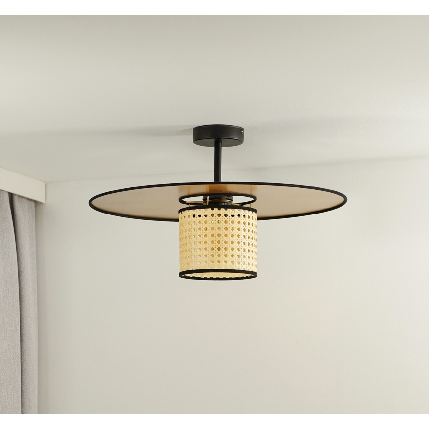 Duolla - Aufbauleuchte TOKYO RATTAN 1xE27/15W/230V d 50 cm golden/Rattan