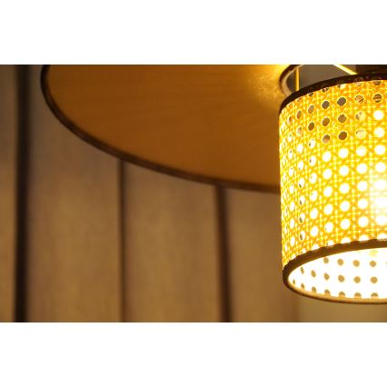 Duolla - Aufbauleuchte TOKYO RATTAN 1xE27/15W/230V d 50 cm golden/Rattan
