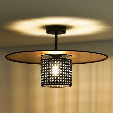 Duolla - Aufbauleuchte TOKYO RATTAN 1xE27/15W/230V d 50 cm golden/schwarz