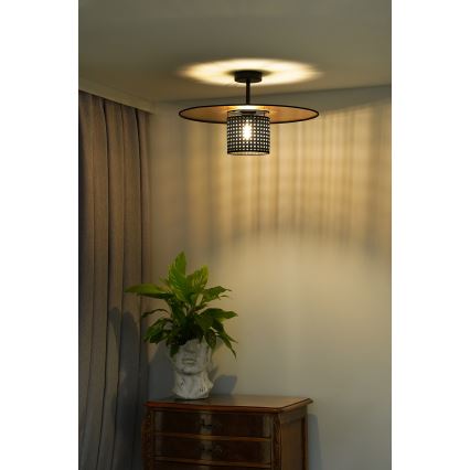 Duolla - Aufbauleuchte TOKYO RATTAN 1xE27/15W/230V d 50 cm golden/schwarz