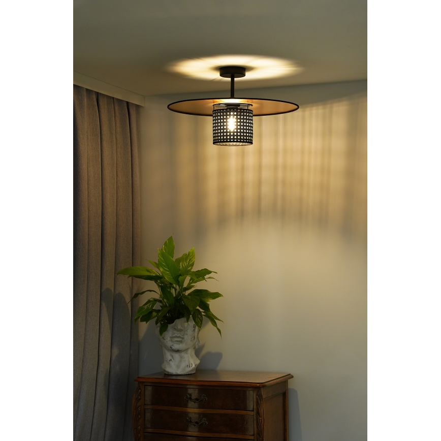 Duolla - Aufbauleuchte TOKYO RATTAN 1xE27/15W/230V d 50 cm golden/schwarz