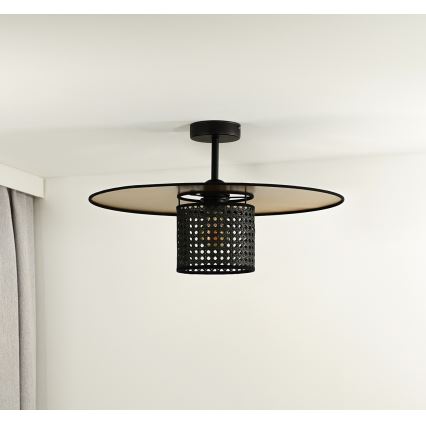 Duolla - Aufbauleuchte TOKYO RATTAN 1xE27/15W/230V d 50 cm golden/schwarz