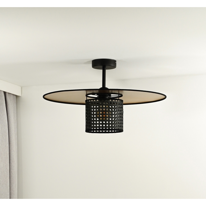 Duolla - Aufbauleuchte TOKYO RATTAN 1xE27/15W/230V d 50 cm golden/schwarz
