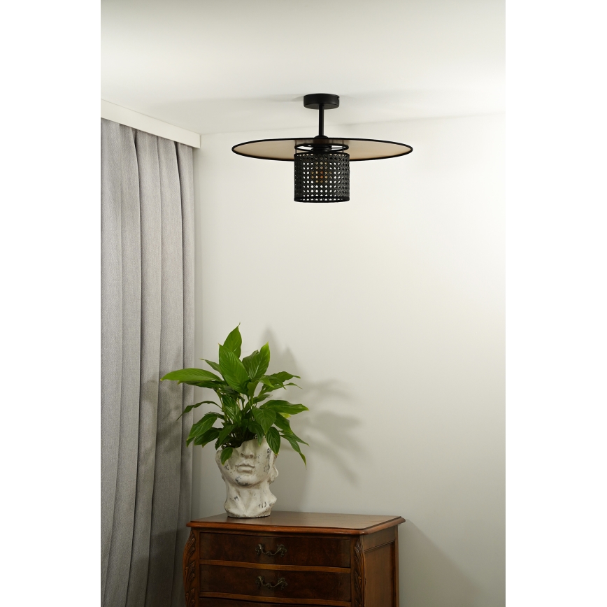 Duolla - Aufbauleuchte TOKYO RATTAN 1xE27/15W/230V d 50 cm golden/schwarz