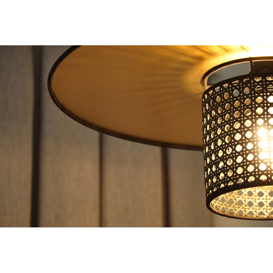 Duolla - Aufbauleuchte TOKYO RATTAN 1xE27/15W/230V d 50 cm golden/schwarz