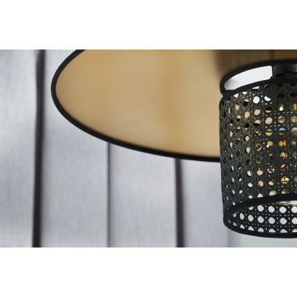 Duolla - Aufbauleuchte TOKYO RATTAN 1xE27/15W/230V d 50 cm golden/schwarz