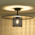 Duolla - Aufbauleuchte TOKYO RATTAN 1xE27/15W/230V d 50 cm schwarz/silbern