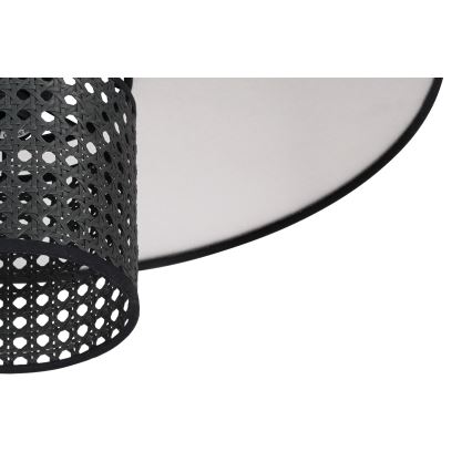 Duolla - Aufbauleuchte TOKYO RATTAN 1xE27/15W/230V d 50 cm schwarz/silbern