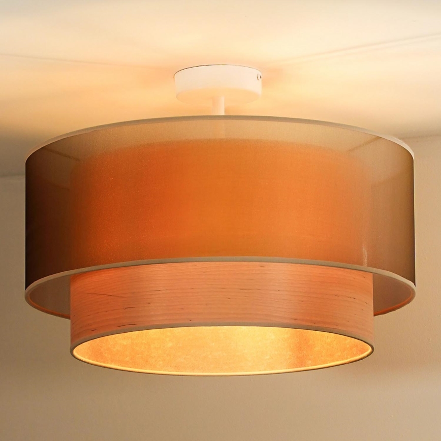 Duolla - Aufbauleuchte WOOD BOHO 1xE27/15W/230V d 45 cm kupfern/beige