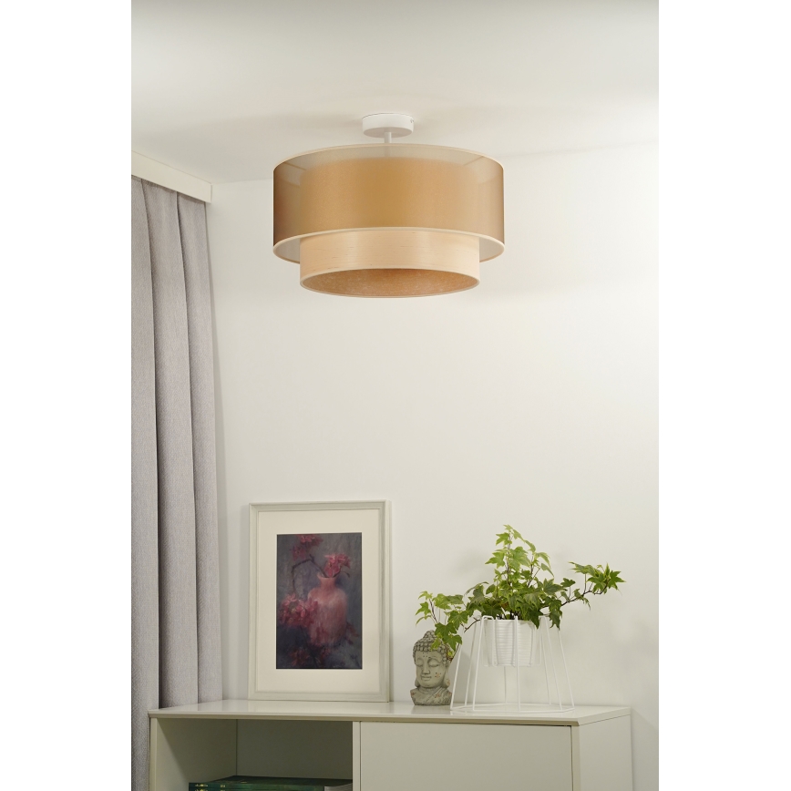 Duolla - Aufbauleuchte WOOD BOHO 1xE27/15W/230V d 45 cm kupfern/beige
