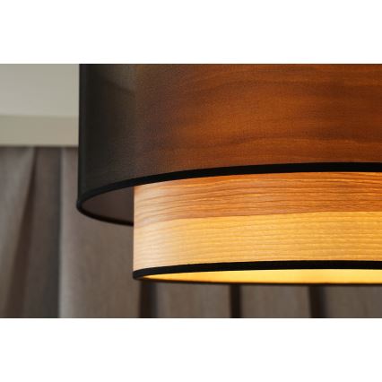 Duolla - Aufbauleuchte WOOD BOHO 1xE27/15W/230V d 45 cm schwarz/beige
