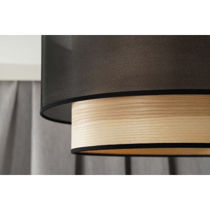 Duolla - Aufbauleuchte WOOD BOHO 1xE27/15W/230V d 45 cm schwarz/beige