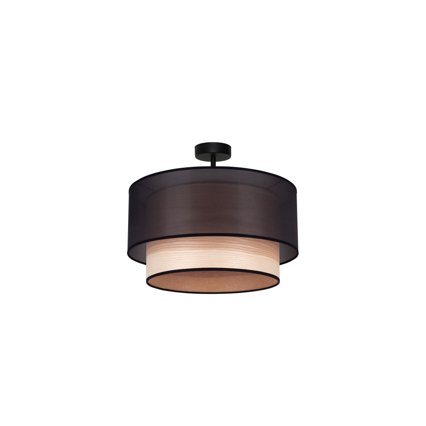 Duolla - Aufbauleuchte WOOD BOHO 1xE27/15W/230V d 45 cm schwarz/beige