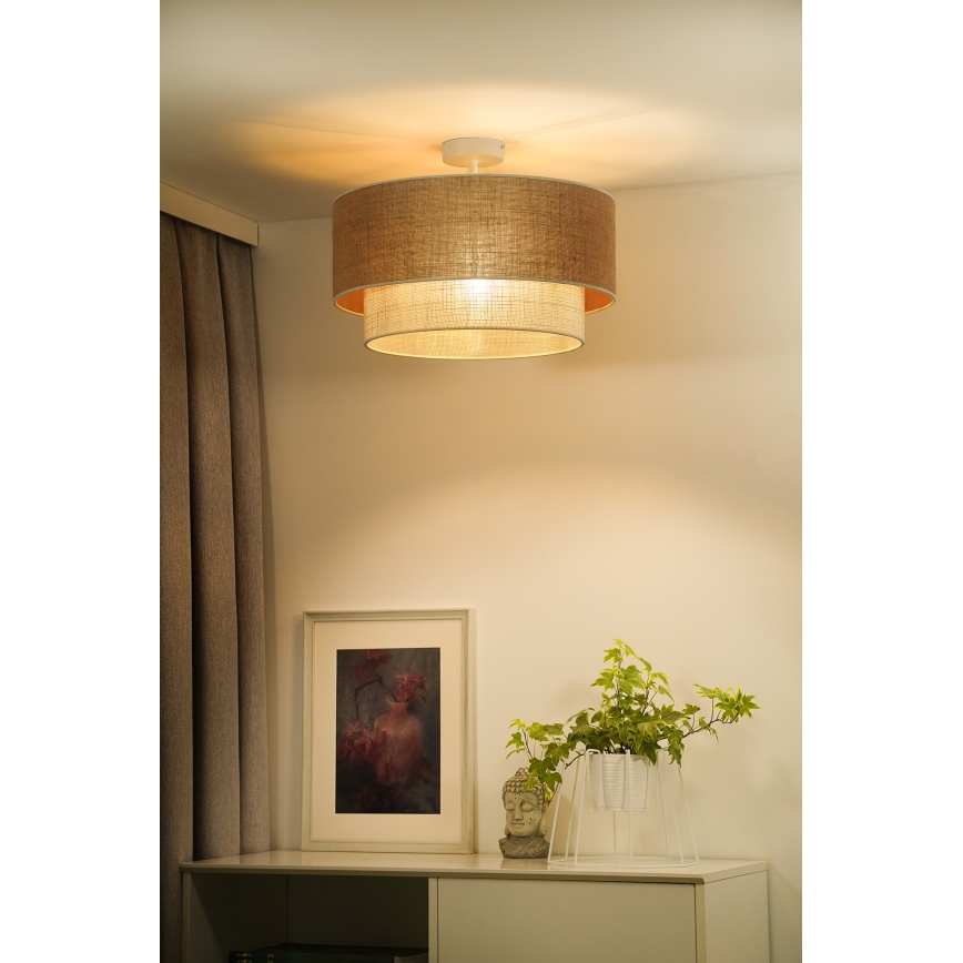 Duolla - Aufbauleuchte YUTE BOHO 3xE27/15W/230V d 60 cm braun/cremefarben
