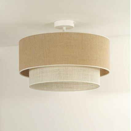 Duolla - Aufbauleuchte YUTE BOHO 3xE27/15W/230V d 60 cm braun/cremefarben